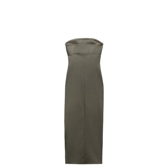 ZARA DRAPED MIDI DRESS  Khaki SIZE XS | 2298/155 - Picture 4 of 4